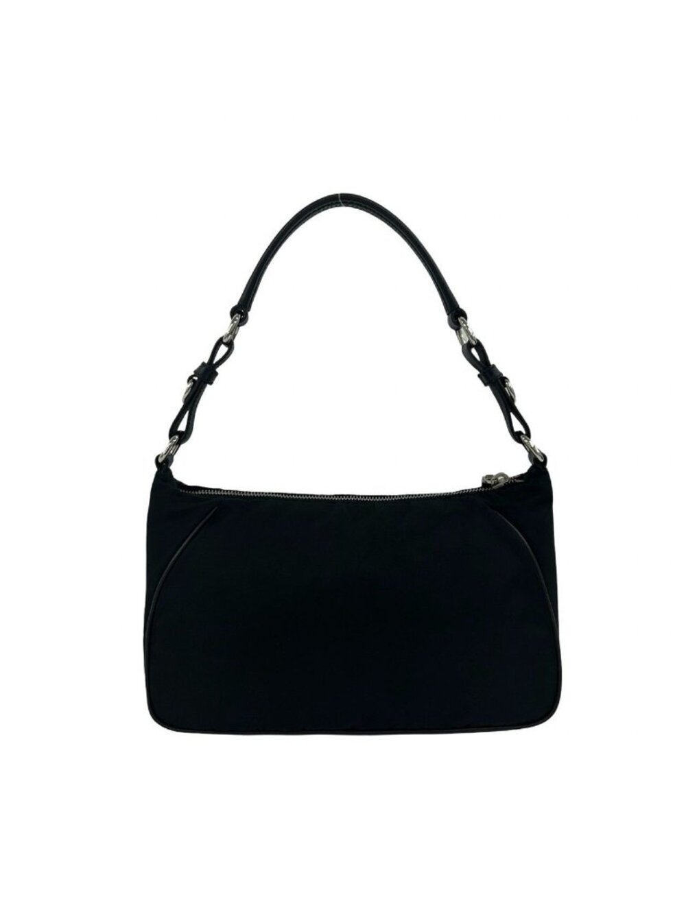 ★SOLD★ Prada Triangle Logo Nylon Leather Shoulder Bag Semi Black - Picture 3 of 10